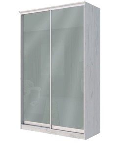 Шкаф Хит-22-14-22 с цветным стеклом, средне-серый 074, Дуб крафт белый в Твери