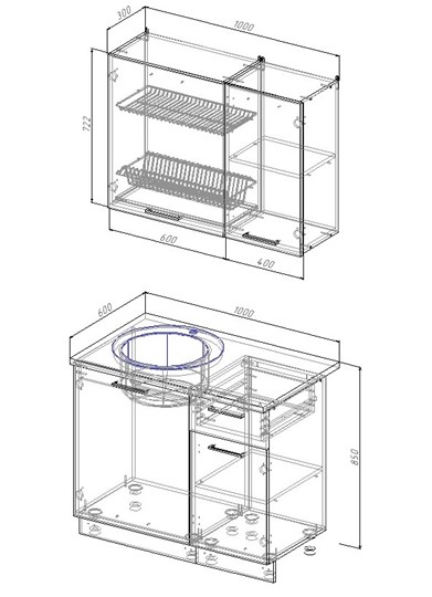 Модульный кухонный гарнитур Дубай-1000 в Твери - изображение 1