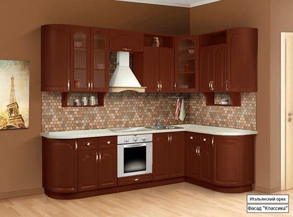 Угловая кухня Классика 2700х1500, цвет Итальянский орех в Твери - изображение