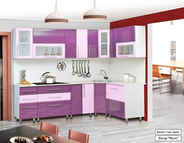 Угловая кухня Мыло 224 2600х1600, цвет Фиолет/Пастель фиолет в Твери