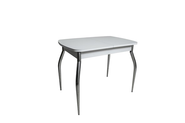 Кухонный раскладной стол ПГ-02СТ белое/белое/хром фигурные в Твери - изображение