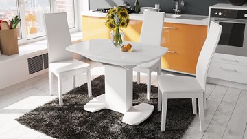 Раздвижной стол Портофино (СМ(ТД)-105.01.11(1)), цвет  Белый глянец/Стекло белое в Твери - предосмотр 1
