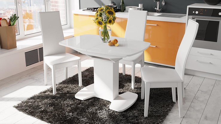 Раздвижной стол Портофино (СМ(ТД)-105.01.11(1)), цвет  Белый глянец/Стекло белое в Твери - изображение 1