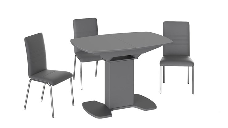 Кухонный раскладной стол Портофино (СМ(ТД)-105.01.11(1)), цвет Серое/Стекло серое матовое LUX в Твери - изображение 2