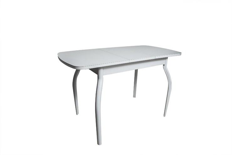 Кухонный раскладной стол ПГ-01СТ белое/белое/хром фигурные в Твери - изображение 1