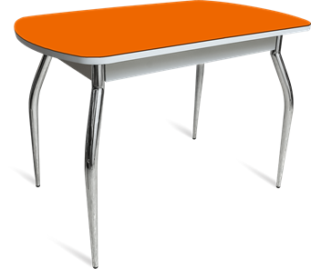 Стол кухонный ПГ-04 СТ белое/оранжевое/хром фигурные в Твери - предосмотр