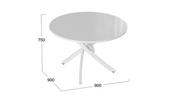 Кухонный обеденный стол Diamond тип 2 (Белый муар/Белый глянец) в Твери - предосмотр 1
