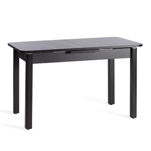 Кухонный стол раскладной ALIGERY ЛДСП/HPL/опора-массив березы, 130х75+30х75, Мрамор чёрный/чёрный арт.20607 в Твери