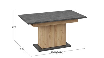 Кухонный стол раскладной Детройт тип 1 (Дуб Крафт золотой/Ателье) в Твери - предосмотр 4