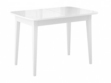 Кухонный стол раскладной Dikline M110 Белый/стекло белое глянец/ножки MM белые в Твери