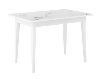 Раздвижной стол Dikline M110 Белый/стекло белый мрамор сатин/ножки MM белые в Твери