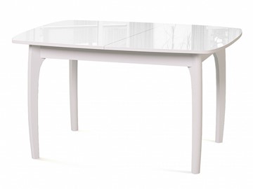 Кухонный раскладной стол Dikline M20 стекло белое/ножки белые в Твери
