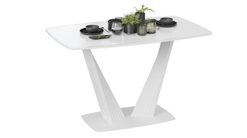 Кухонный стол раздвижной Фабио тип 1 (Белый матовый, Стекло глянцевое белое) в Твери