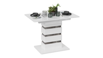 Кухонный раскладной стол Мадейра тип 1 (Белый глянец/Ателье темный) в Твери