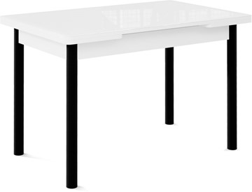 Раздвижной стол Милан-1 EVO, ноги металлические черные, стекло белое/серый в Твери