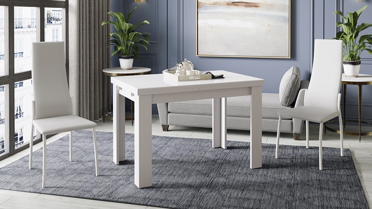 Кухонный раздвижной стол Норман тип 1, цвет Белый/Стекло белый глянец в Твери - изображение 3