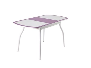 Кухонный раздвижной стол ПГ-01 СТК, белый/фиолетовый/крокодил белый/белый в Твери