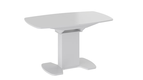 Кухонный стол раздвижной Портофино (СМ(ТД)-105.02.11(1)), цвет Белый глянец/Стекло белое в Твери - изображение