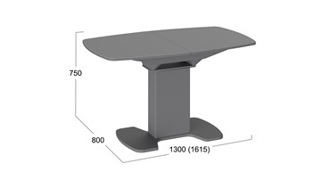 Кухонный стол раскладной Портофино (СМ(ТД)-105.02.11(1)), цвет Серое/Стекло серое матовое LUX в Твери - предосмотр 1
