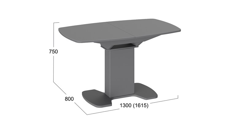 Кухонный стол раскладной Портофино (СМ(ТД)-105.02.11(1)), цвет Серое/Стекло серое матовое LUX в Твери - изображение 1