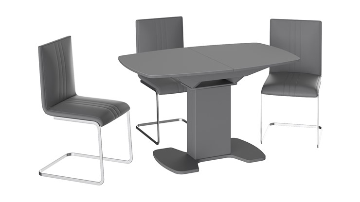 Кухонный стол раскладной Портофино (СМ(ТД)-105.02.11(1)), цвет Серое/Стекло серое матовое LUX в Твери - изображение 2
