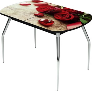 Кухонный стол раздвижной Ривьера исп.1 ноги метал. крашеные №24 Фотопечать (Цветы №33) в Твери
