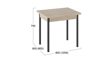 Кухонный стол раздвижной Родос тип 2 с опорой d40 (Черный муар/Дуб Сонома) в Твери - предосмотр 2