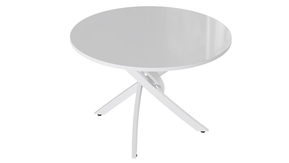 Кухонный обеденный стол Diamond тип 2 (Белый муар/Белый глянец) в Твери - изображение