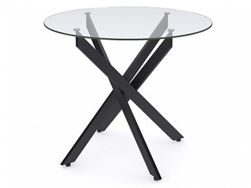 Круглый кухонный стол Dikline R900 стекло/ножки черный металл в Твери