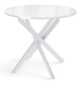 Обеденный стол Dikline Rs90 стекло белое(кромка белая)/ножки белые в Твери