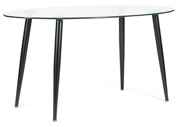 Кухонный обеденный стол KASSEL (mod. DT333) металл/закаленное стекло (10 мм), 150х90х75см, черный в Твери
