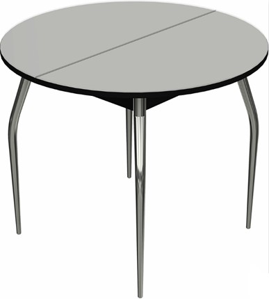 Кухонный стол раздвижной Ривьера исп. круг хром №5 (стекло белое/черный) в Твери - изображение