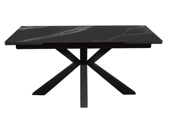 Стол раздвижной DikLine SFE160 Керамика Черный мрамор/подстолье черное/опоры черные (2 уп.) в Твери - изображение