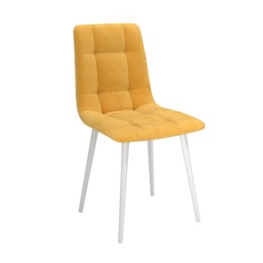 Обеденный стул Белла, велюр тенерифе куркума/Цвет металл белый в Твери - предосмотр
