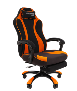 Игровое кресло CHAIRMAN GAME 35 с выдвижной подставкой для ног Ткань черная / Ткань оранжевая в Твери
