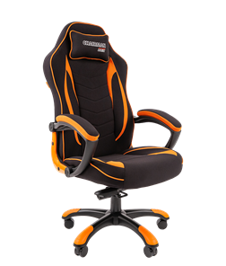Кресло игровое CHAIRMAN GAME 28 Полиэстер комбинированная ткань оранжевый/черный в Твери