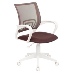 Офисное кресло BRABIX "Fly MG-396W", с подлокотниками, пластик белый, сетка, коричневое, 532398, MG-396W_532398 в Твери