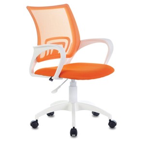 Кресло офисное Brabix Fly MG-396W (с подлокотниками, пластик белый, сетка, оранжевое) 532401 в Твери