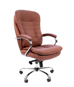 Офисное кресло CHAIRMAN 795 кожа, цвет коричневый в Твери