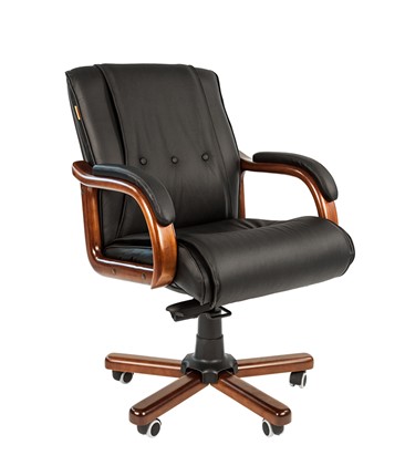 Кресло компьютерное CHAIRMAN 653M кожа черная в Твери - изображение