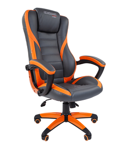 Кресло компьютерное CHAIRMAN GAME 22 эко кожа, серый/оранжевый в Твери