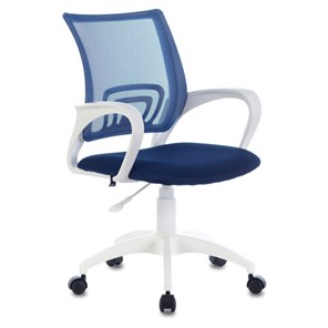 Кресло Brabix Fly MG-396W (с подлокотниками, пластик белый, сетка, темно-синее) 532399 в Твери