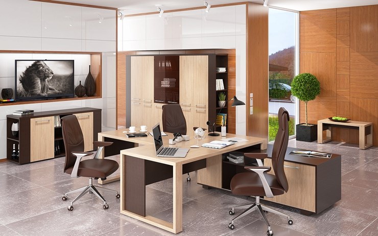 Кабинет руководителя ALTO с высоким шкафом для одежды, низким для документов и журнальным столиком в Твери - изображение 5