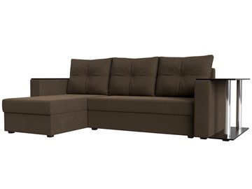 Угловой диван с оттоманкой Атланта Лайт, Коричневый (рогожка) в Твери