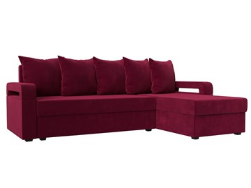 Угловой диван с оттоманкой Гермес Лайт, Бордовый (Микровельвет) в Твери