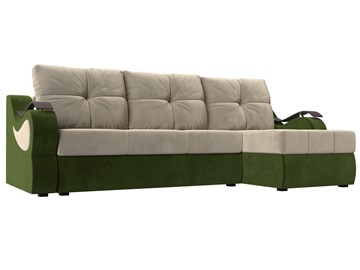 Угловой диван Меркурий, Бежевый/зеленый (вельвет) в Твери