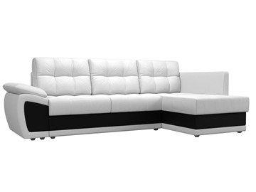 Угловой раскладной диван Нэстор прайм, Белый/Черный (экокожа) в Твери