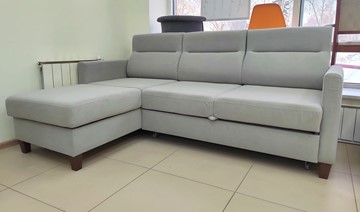 Угловой диван с оттоманкой Марсель Luma 13 серый велюр в Твери