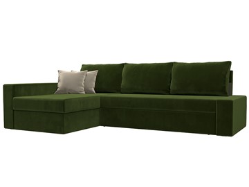 Угловой диван для гостиной Версаль, Зеленый/Бежевый (микровельвет) в Твери