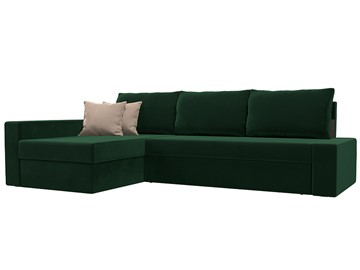 Угловой диван для гостиной Версаль, Зеленый/Бежевый (велюр) в Твери